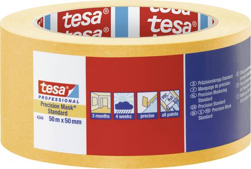 Tesa PRECISION STANDARD 04344-00000-00 Kreppband Präzisionskrepp Gelb (L x B) 50m x 50mm 1St.