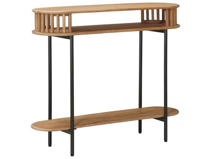 Handgefertigter Beistelltisch aus Massivholz Akazie Teakbraun 90x30x75 cm Massivholz Akazie, horizontales Schlitten-Design, natürliche Maserung, Unikat, Wohnzimmer Akzentstück, einfache Montage