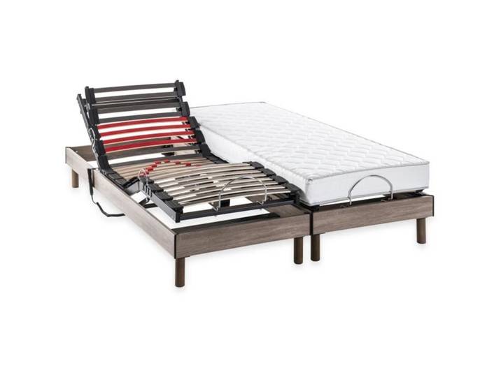 Ensemble matelas+sommier relaxation électrique COMFORT - 2x80x200 cm - Matelas mousse - DEKO DREAM Samba