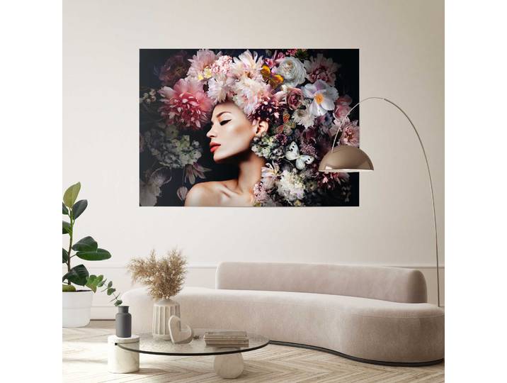Poster Giant XXL Femme chapeau à fleurs Matériau : Papier Motif : Personnes & personnages Rose foncé/Rose foncé 100 x 140 x 0cm