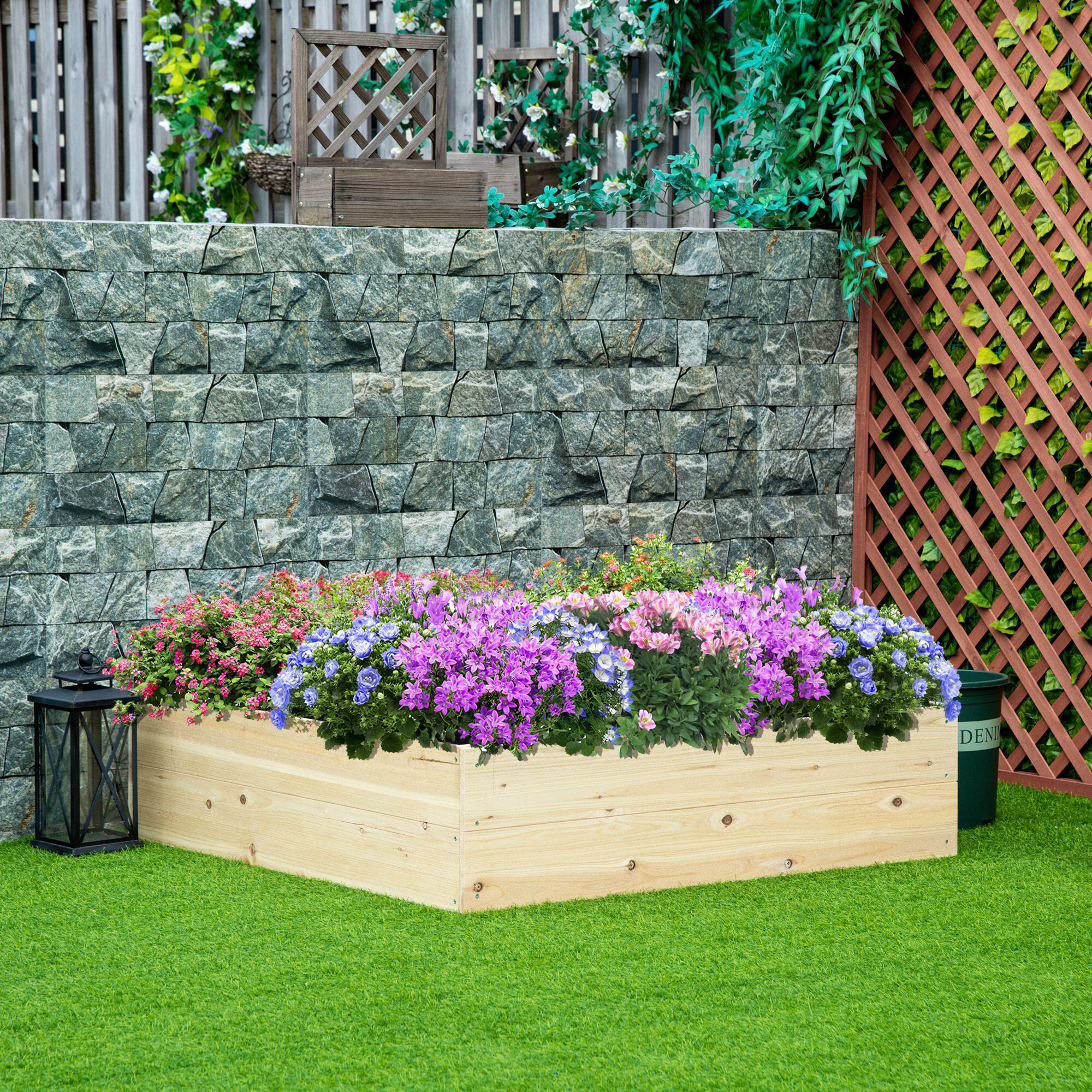 Altro Letto Per Orto Rialzato In Legno, Fioriera Da Giardino Per Piante E Ortaggi, 117x117x30cm