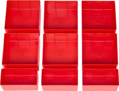 Schäfer Shop Genius Einsatzkasten-Set für FS Putzmittel- und Materialschränke, ABS-Kunststoff, rot, 9-teilig