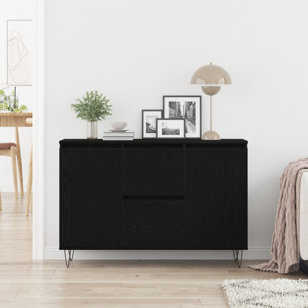 George Oliver 101.5 cm W Sideboard Black 140cm H X 101.5cm W X 35cm D