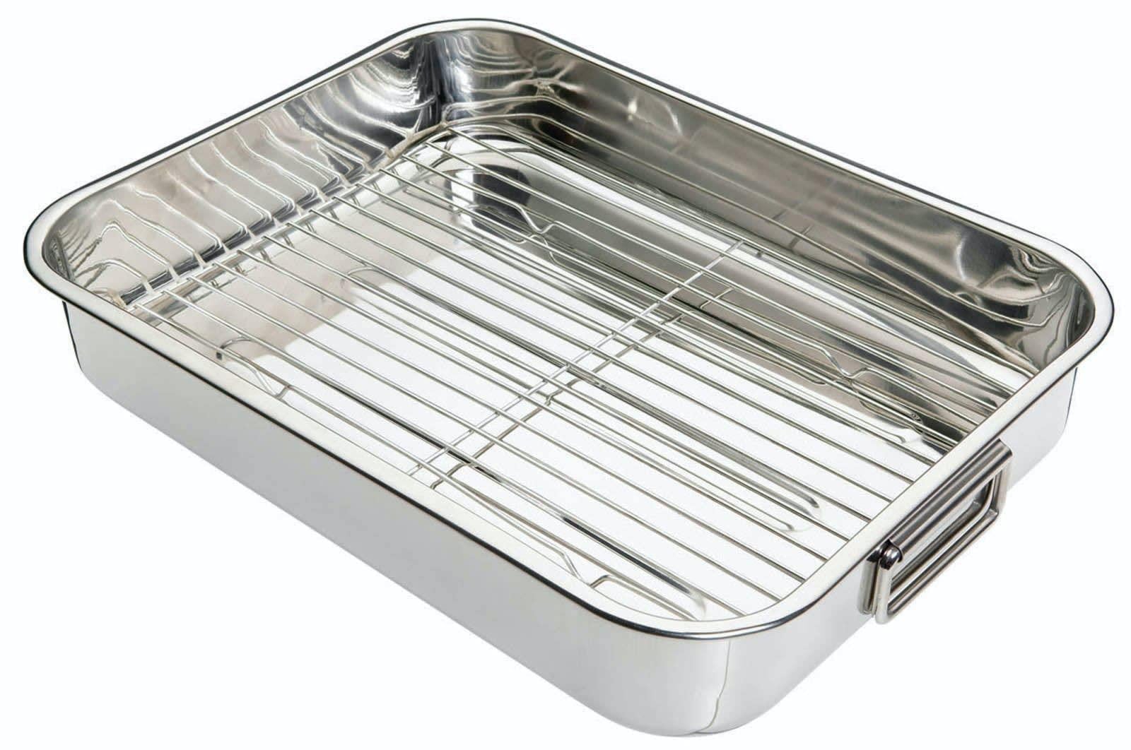 Kitchencraft braadpan van roestvrij staal, zilverkleurig, 43 x 31 cm
