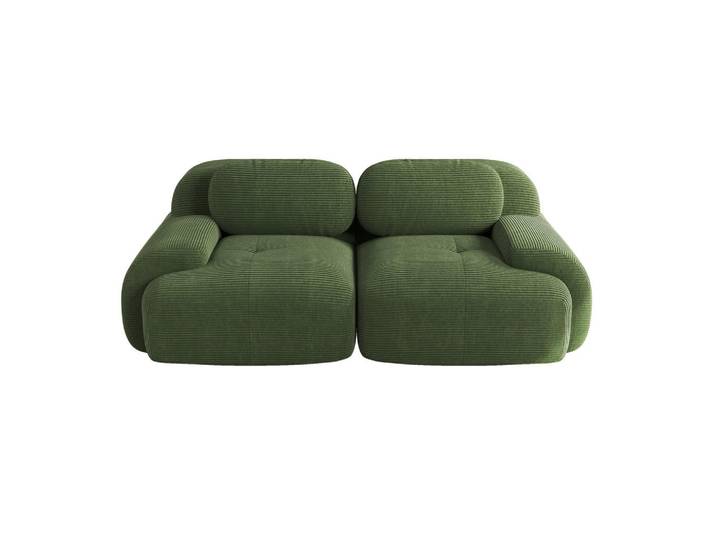 Meubles Cosy Sofa Modulares 2-Sitzer, mit Armlehnen, Cord, Grün, 103x70x208 cm, Wohnzimmer, Sofas & Couches, Sofas
