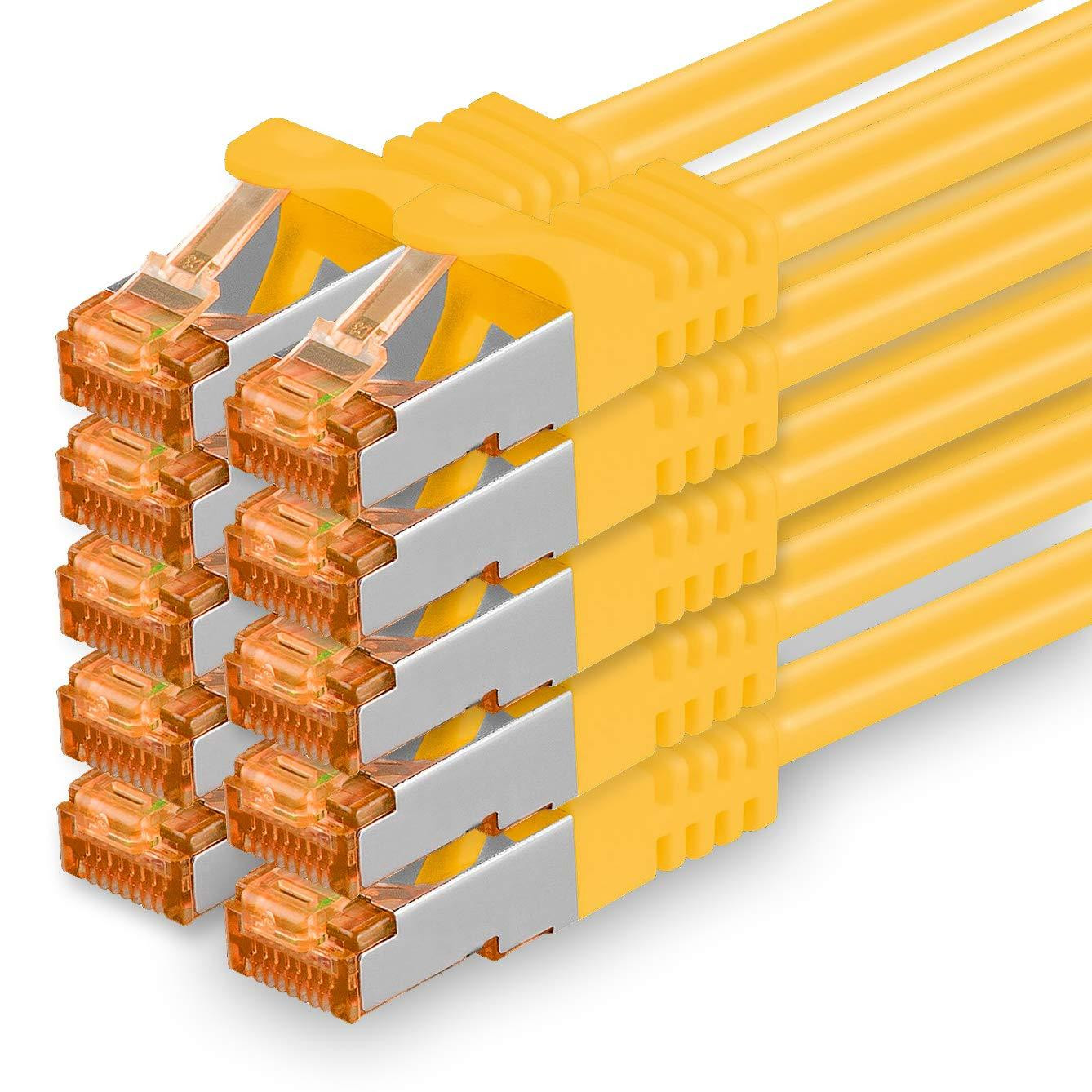 1aTTack.de Cat.7 netwerkkabel Gigabit Ethernet LAN-kabel, geel, 2 m, 10 stuks