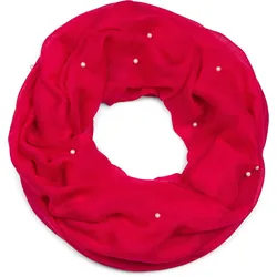 Loop STYLEBREAKER "Loop Schal mit Perlen Applikation", Damen, rot, Obermaterial: 50% Viskose CV. 50% Baumwolle CO., Modisch, Modetücher Loop