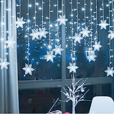 Inspire Curations Snowflake LED Curtain String Lights white eu Plug