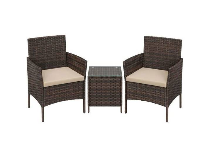 SONGMICS Salon de Jardin Extérieur Table et Chaises pour Terrasse Jardin Balcon Marron et Taupe