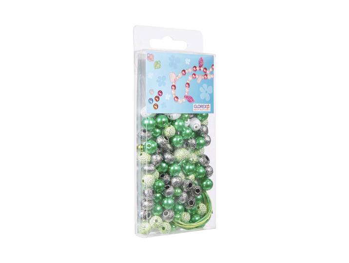 Glorex Perlen-Set Weiss, Silber, Türkis