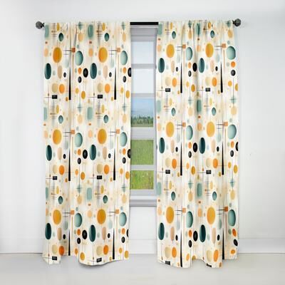 DESIGN ART "Designart ""Mcm Abstract Expressions I"" Midcentury Blackout Curtain For Living Room Décor"