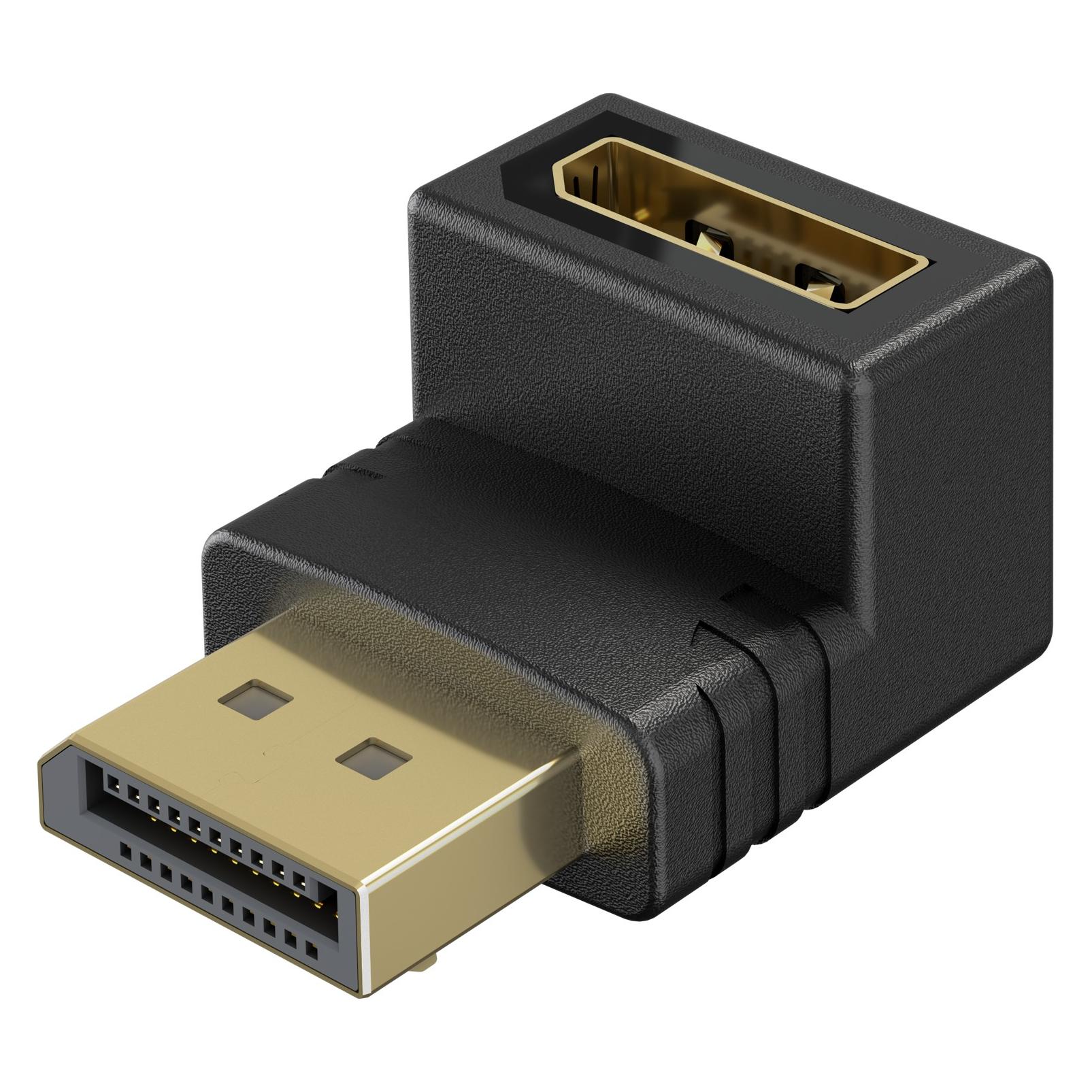 Goobay DisplayPort-Winkeladapter 90° nach unten Schwarz (DisplayPort, DisplayPort) (77130)