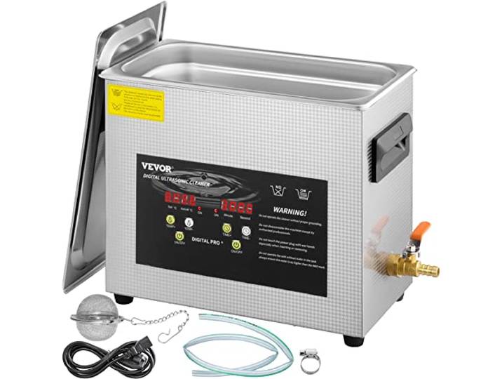 VEVOR Bijgewerkte ultrasone reiniger 6 l (verwarming 200 W ultrasoon 180 W) digitale ultrasone onderdelenreiniger met timer voor het reinigen van sieradengereedschappen