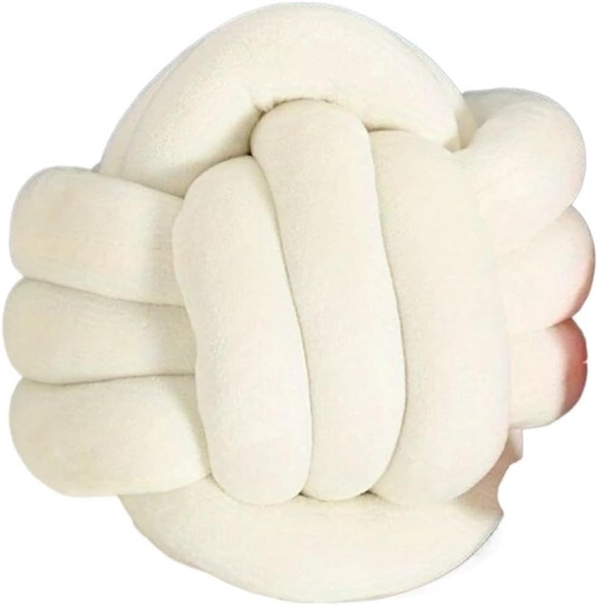 Rond Knoopkussen Beige - Zacht Pluche Sierkussen met Pluche Vulling