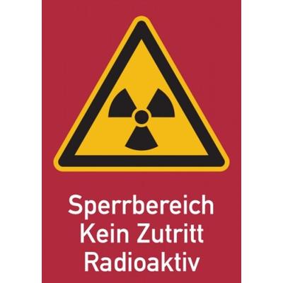 König Werbeanlagen Warnschild Strahlenschutz Sperrbereich - Kein Zutritt - Radioaktiv (WS 160) - 148x210 mm Folie selbstklebend