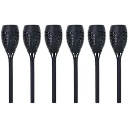 Solarleuchte Feuereffekt Solarfackel Flammeneffekt Gartenleuchte schwarz Fackel, Kunststoff, LED Leuchtmittel orange, H 50 cm, 6er Set