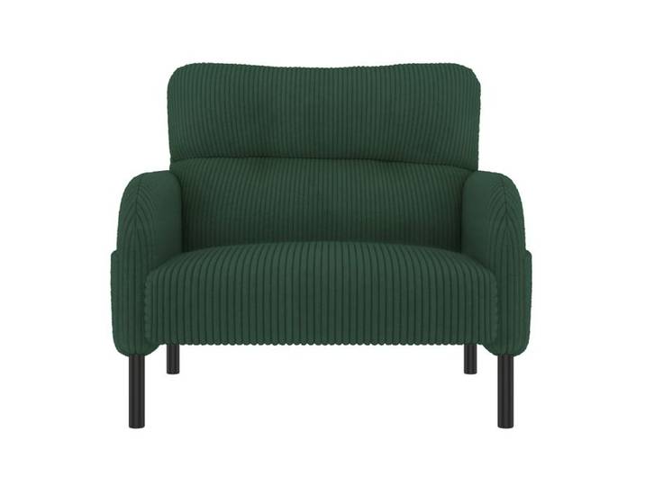 Fauteuil 1 place - velours côtelé vert émeraude - poche latérale et dossier ergonomique