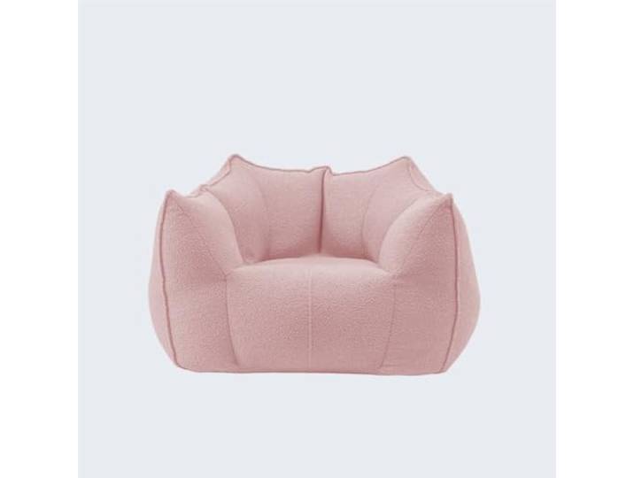 Vakuumkomprimiertes Lazy Sofa – Stoff mit Schaumstoffperlen Wohnzimmer Trendiges rahmenloses Sofa mit weicher Teddyfleece- und Schaumstoffperlenfüllung.(Pink,Single)