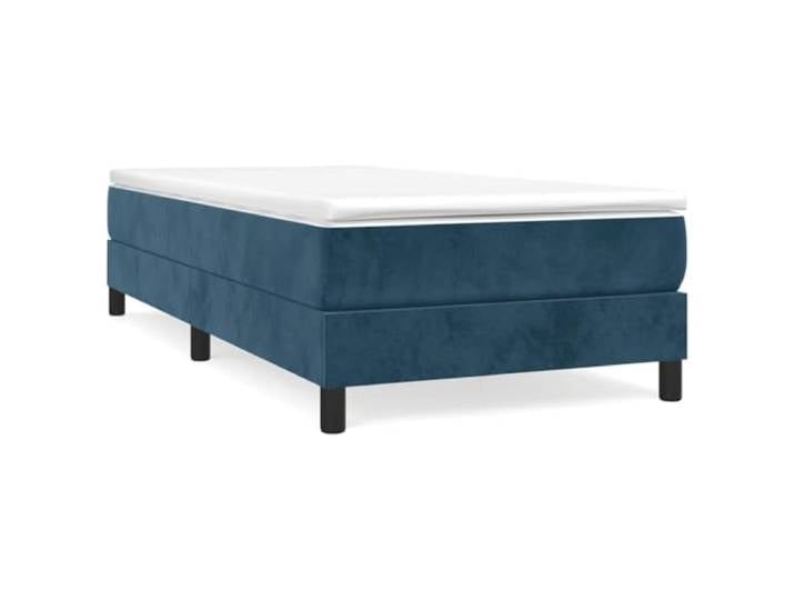 PUGYNBK Boxspringbett, Samt, Dunkelblau, 90 x 190 cm Taschenfedern, mittlere Festigkeit, weicher Schutz, Holzlatten, inklusive Anleitung