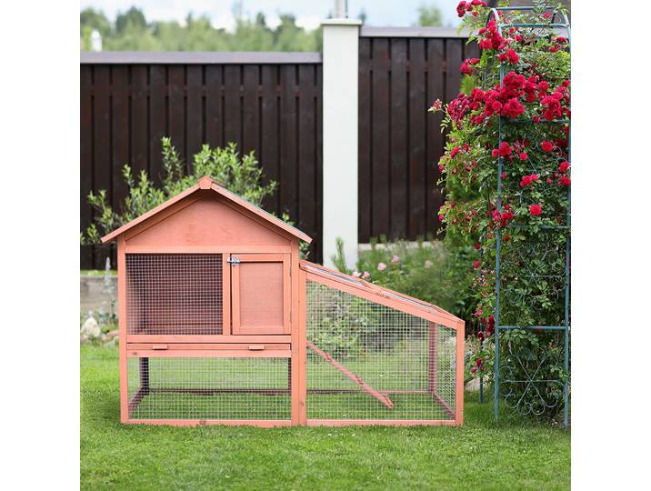 PawHut Enclos Bois 2 Étages Toit Asphalte 144x64,5x100cm