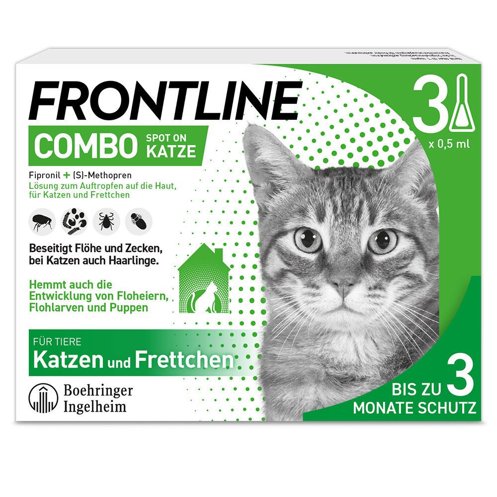 Frontline Combo Spot on Katze Lsg.z.Auft.a.Haut 3 St Einzeldosispipetten