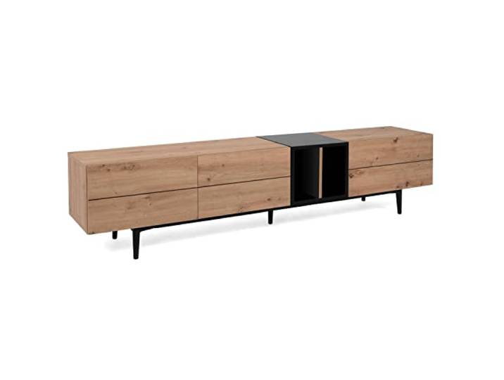 Homestyle4u 2118 TV Board Lowboard Sideboard TV-kast televisiekast eiken zwart hout massief laden industrieel
