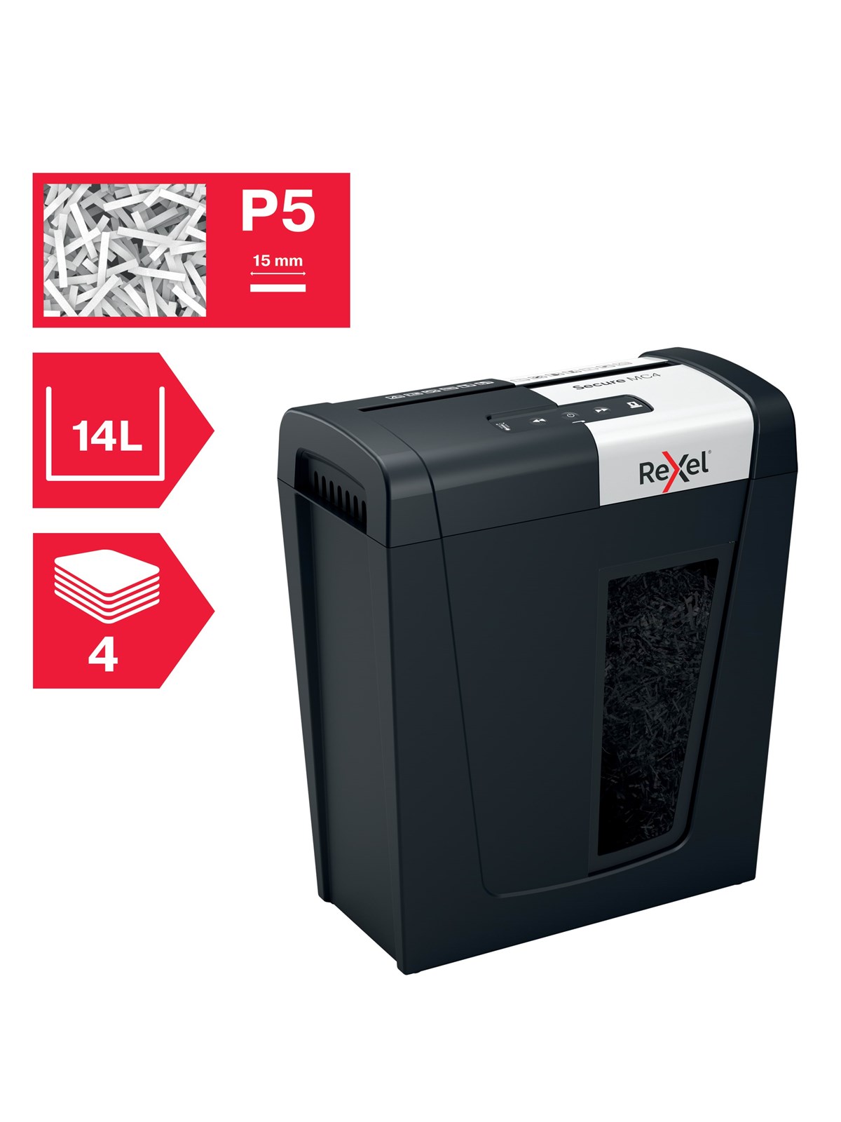 Rexel Secure MC4 Whisper-Shred Aktenvernichter, P5