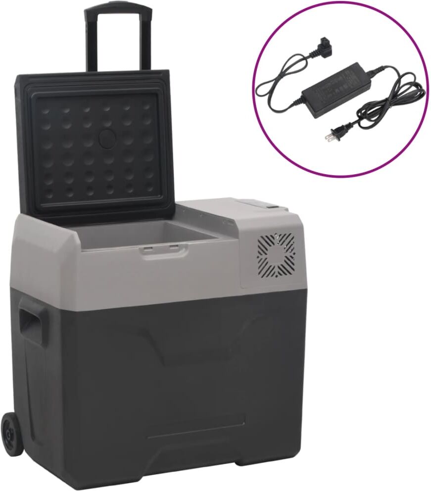 vidaXL Glacière avec roue et adaptateur noir et gris 40L polypropylène