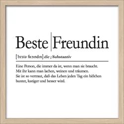 Gerahmtes Bild BESTE FREUNDIN (BHT 32.50x32.50x1.80 cm) - bunt - BHT 32.50x32.50x1.80 cm