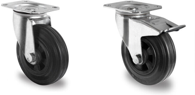 Set CASCOO Lenkrolle ø 160 mm Serie P4S4 Rollenlager + CASCOO Lenkrolle mit Totalfeststeller ø 160 mm Serie P4S4 Rollenlager
