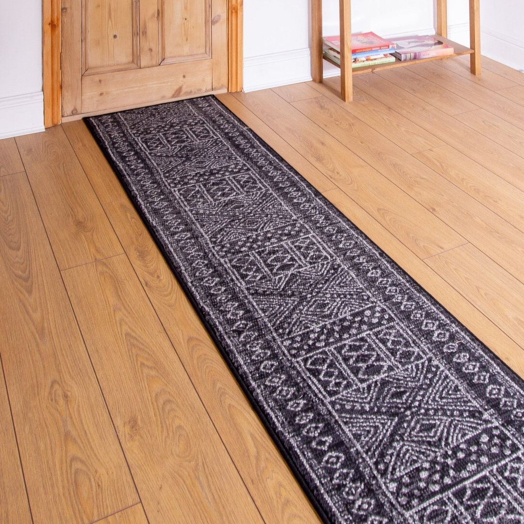 Natur Pur Runner cm Geometric Area Rug Black Runner 100 x 300 cm
