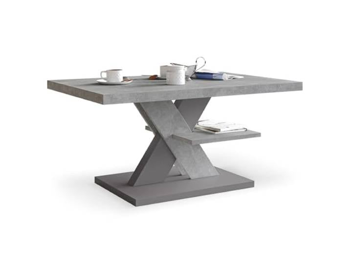 Viosimc Couchtisch, Moderner Wohnzimmertisch, Modern Möbel Wohnzimmer, Kaffeetisch, Sofatisch mit Großer Ablage, Beistelltisch für Tee und Kaffee – Coffee Table for Living Room - Beton Grau