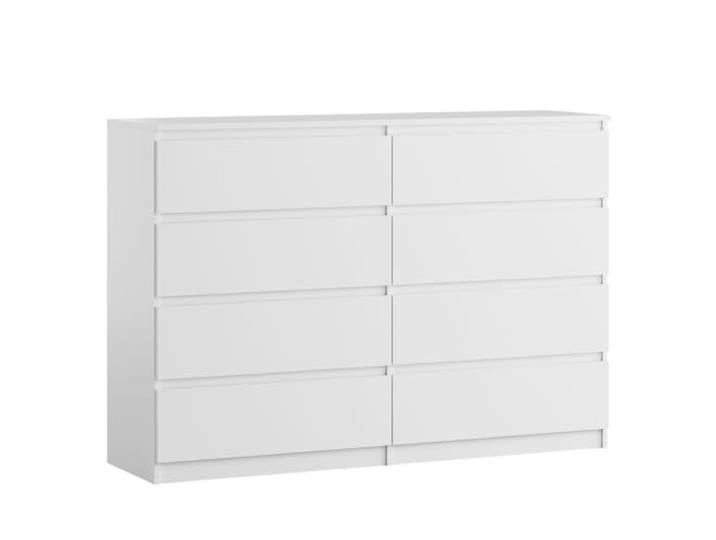 SoDREAMER Kommode mit 8 Schubladen Weiß 140 cm Ideal für Schlafzimmer, Wohnzimmer, Kinderzimmer und Büro Große geräumige Kommode 140x97x40 cm