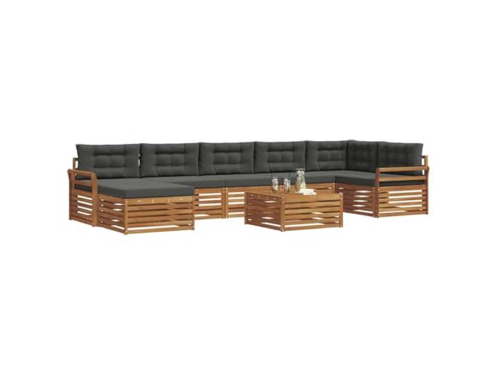 KTHLBRH Set für Außenbereiche, 8-teilig, Akazie, Natur, Anthrazit Massivholz, modulares Design, Lattenrost-Rückenlehne, für Garten und Terrasse
