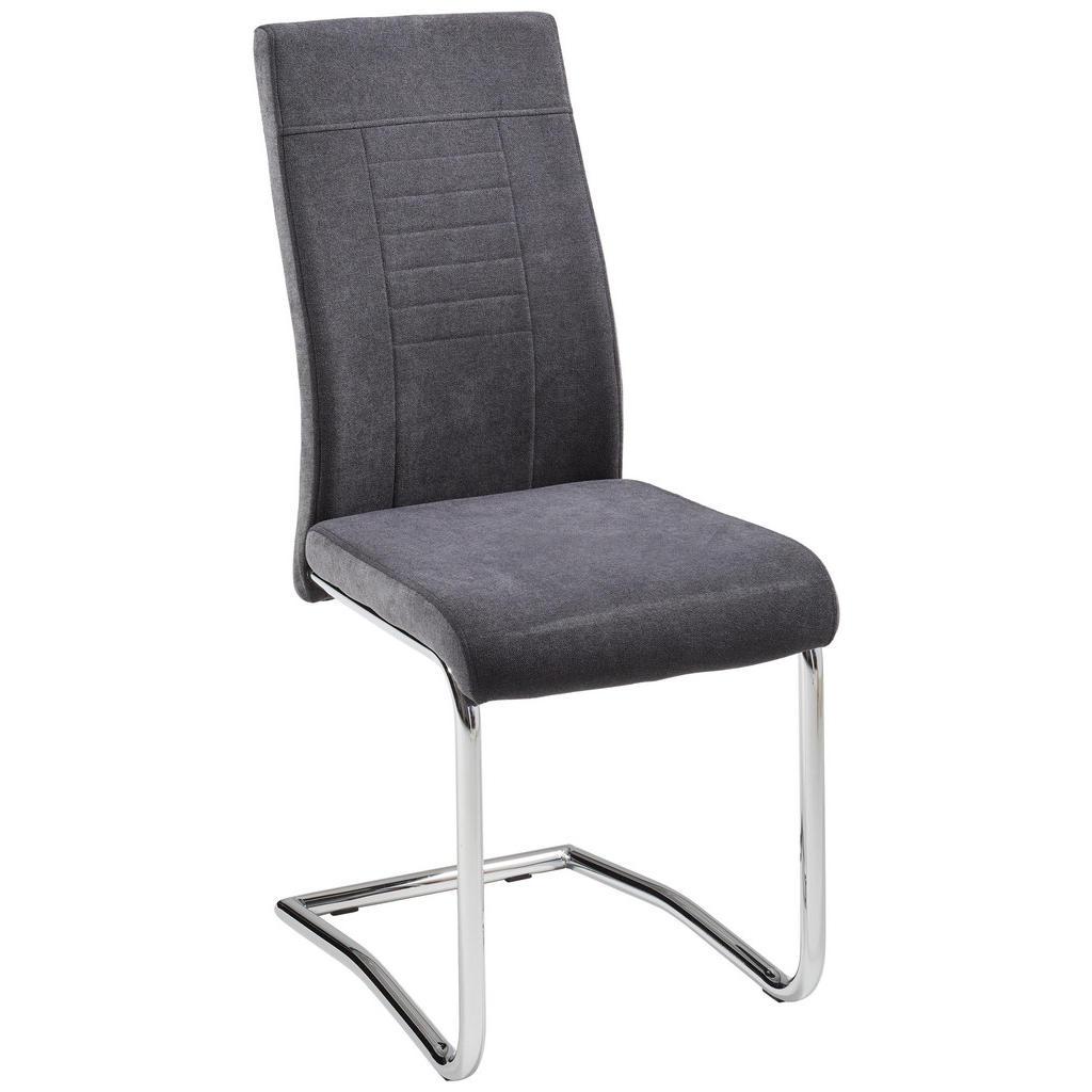 Carryhome Schwingstuhl , Anthrazit, Grau, Chromfarben , Metall, Textil , Rundrohr, C-Form , 43x98x60 cm , Stoffauswahl , Esszimmer, Stuhl, Schwingstuhl