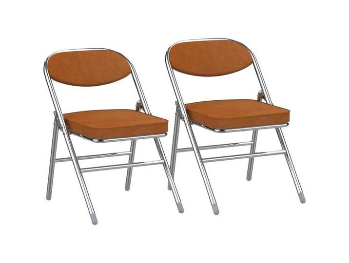 Lot de 2 Chaises Pliantes Velours Orange - VIVOLILV - 46x41x80.3cm - Intérieur/Extérieur