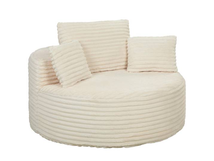 Homcom Sessel Polyester Creme, Füllung: Schaumstoff,Schaumstoff,Schaumstoff, Rundform, 130x82x130 cm, Wohnzimmer, Sessel, Polstersessel
