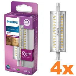 4er Sparpack Philips LED 118mm R7s Stablampe 14W wie 100W warmweißes Licht 3000K  dimmbar