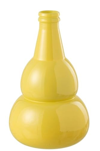 J-Line Cocoon glazen vaas - Geel - Hoogte: 45 cm