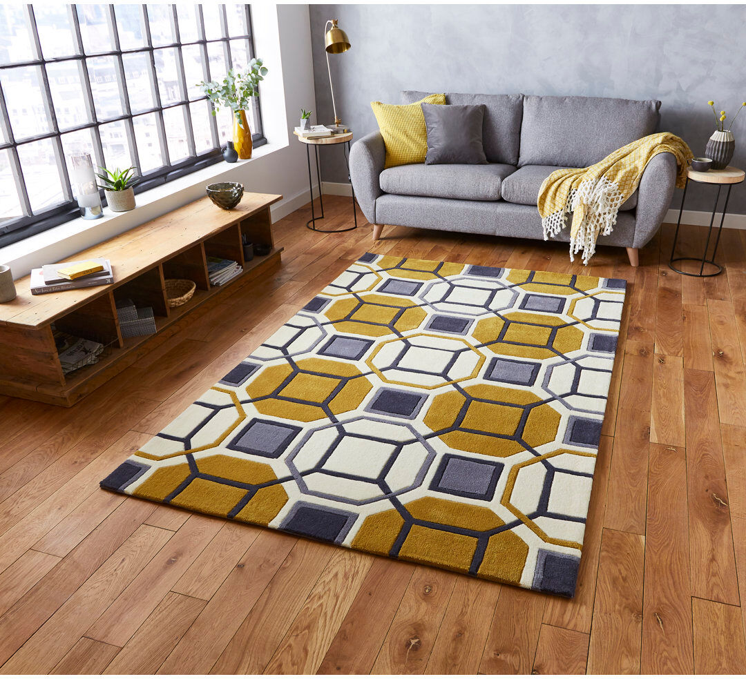 Corrigan Studio Evianna area rug Hand Tufted Rectangle Ivory/Yellow Ivory/Yellow Rectangle 120 x 170cm
