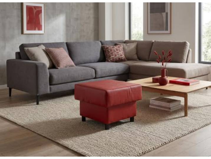 Family Meble Polsterhocker Komo Boston – Fußhocker mit Kunstleder-Bezug und Stauraum – Rot · Boston 6