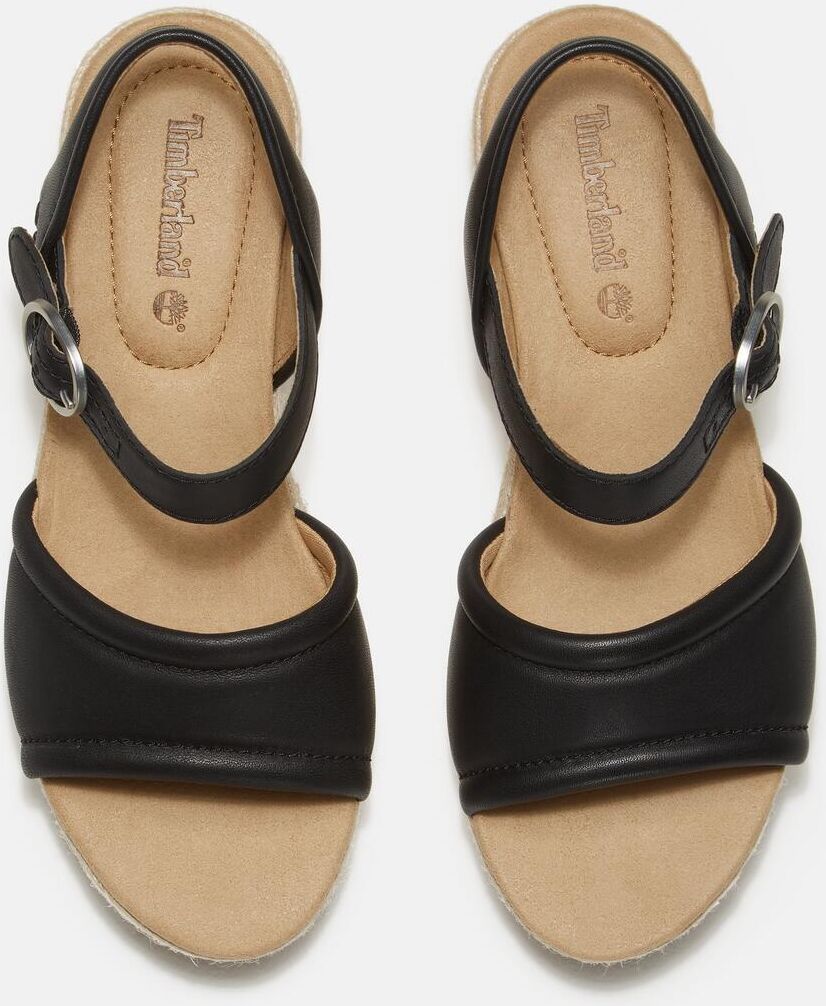 Sandale TIMBERLAND "SANTORINI SUN BACKSTRAP SANDAL", Damen, Gr. 37, schwarz (blk full gra), Leder, Schuhe Sandale blk full gra 37