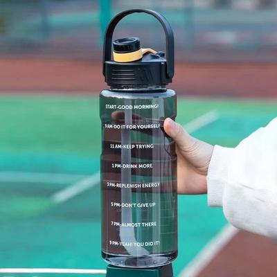 Uplift Essentials Large Capacity Sports Water Bottle With Straw And Time Marker black 3l