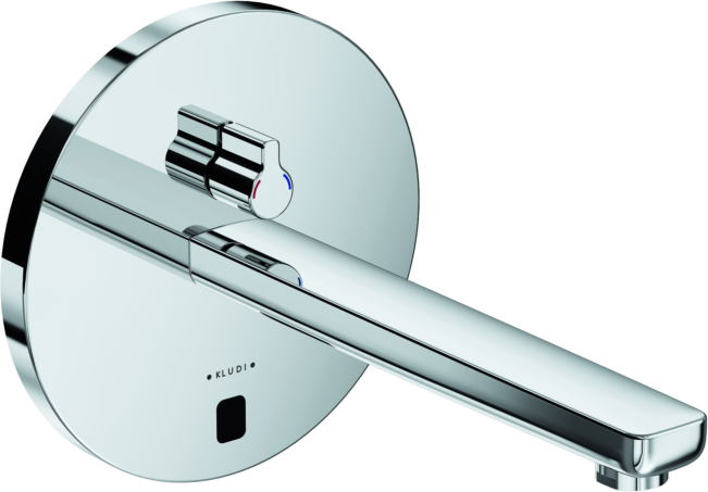 Kludi Zenta elektrische Waschtischarmatur 3840105 chrom, runde Rosette, Ausladung 240mm