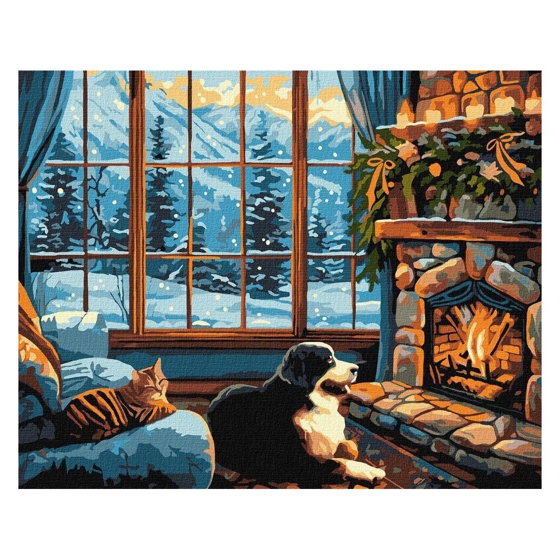 Ideyka Malen nach Zahlen - Die Wärme des Kamins 40 x 50 cm (KHO6667)