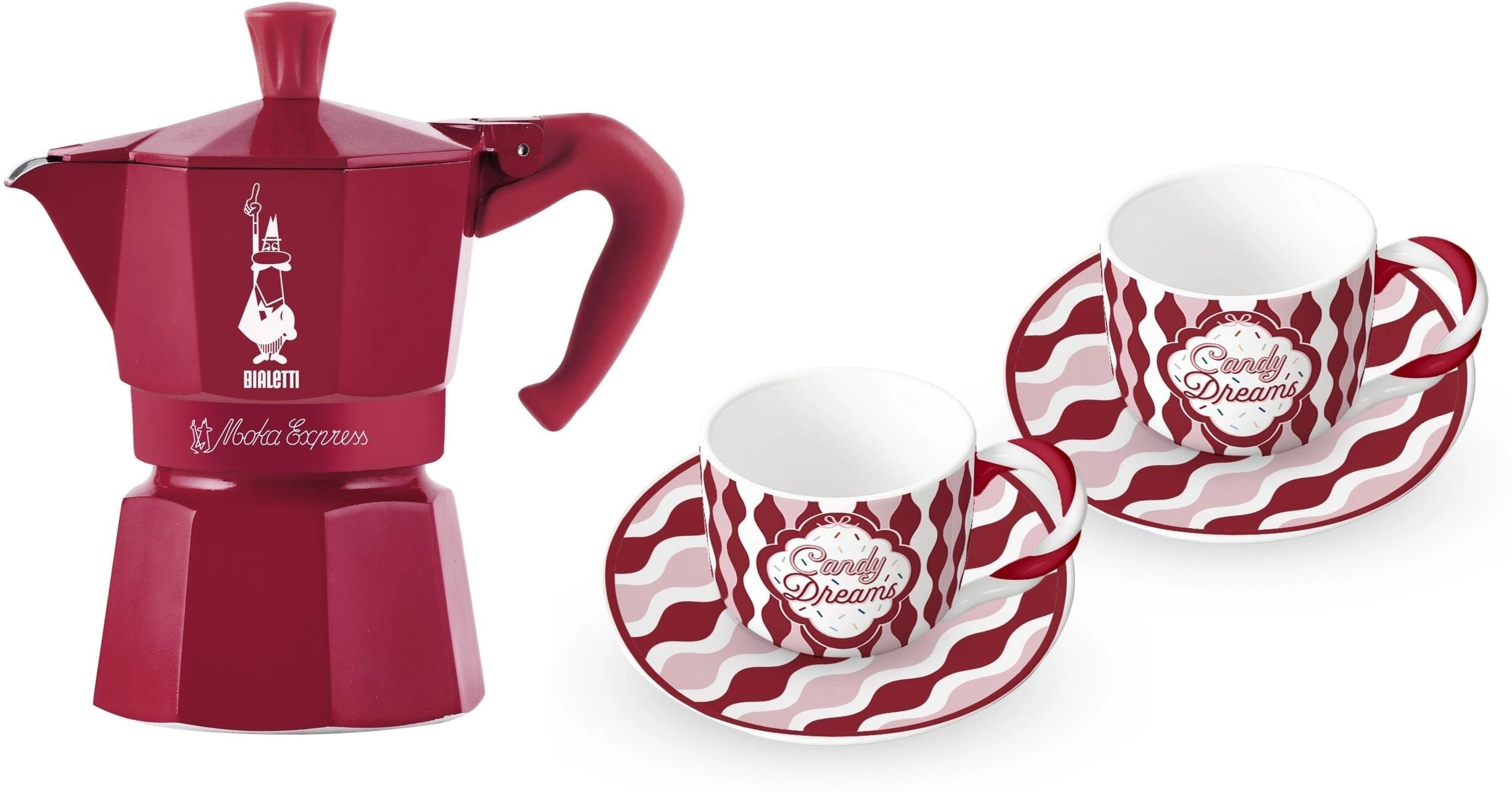 Espressokocher BIALETTI "Bialetti Moka Express Set Candyland", rot, Kaffeemaschinen, Espressokocher rot Einheitsgröße