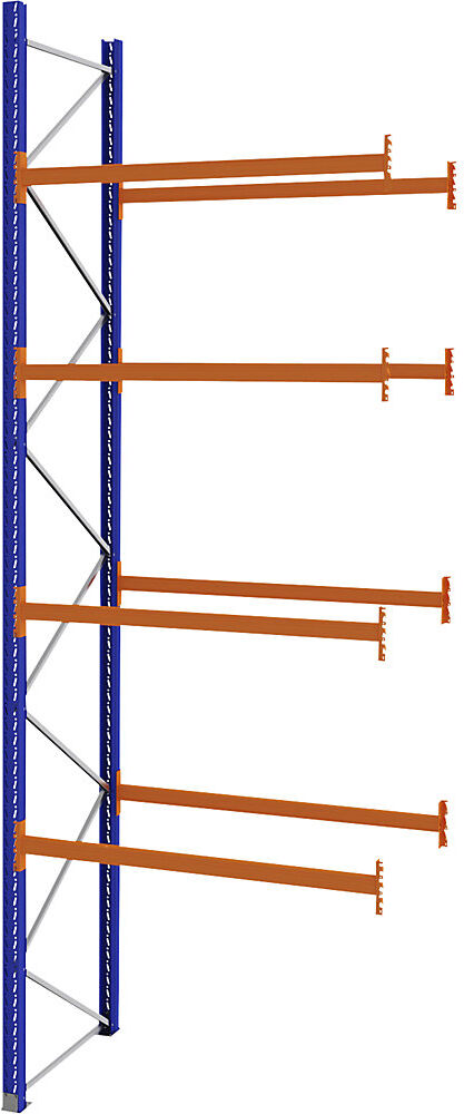 Palettenregal aus Stahl, blau/orange, HxBxT 5250 x 1925 x 1100 mm, Anbauregal eurokraft pro