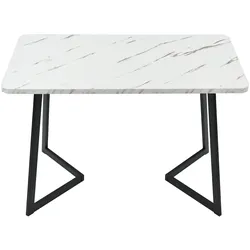 Merax 117x68cm Esstisch,(1-St), Gestell aus Metall Rechteckiger Esstisch aus Moderner Marmormuster Küchentisch Schwarz /Weiß