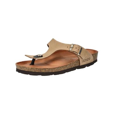Zehentrenner ROHDE "Rohde Pantoletten Nubukleder", Damen, Gr. 38, beige (natur), Nubukleder, Schuhe Zehentrenner