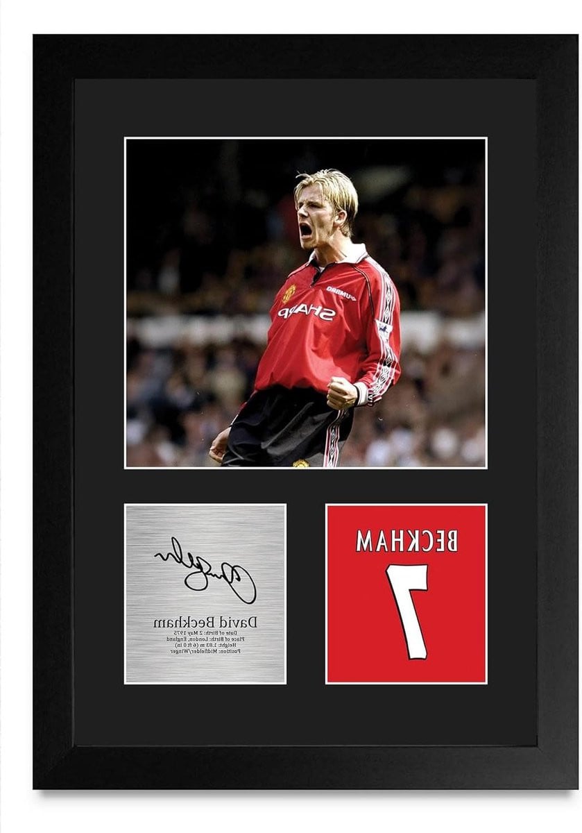 Gesigneerde Voetbal Poster met Gedrukte Handtekening Replica - A4 Ingelijst - Zwart